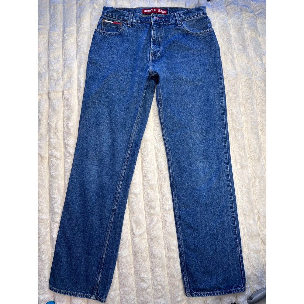 Tommy Jeans Mens 34x34 Vintage Straight Leg Denim Medium Wash Blue 90s Retro